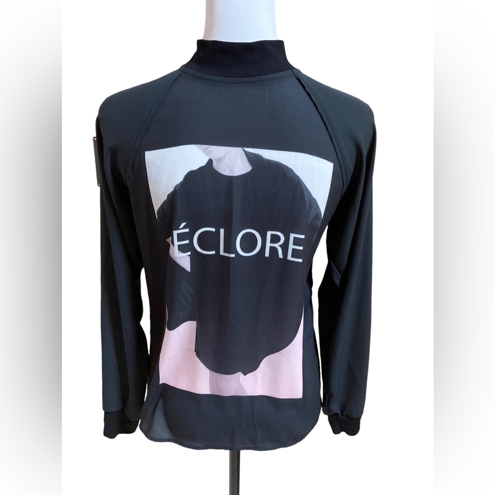 Zara Eclore long sleeve black blouse top.
